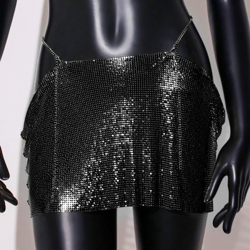 Sexy Metallic Sequin Mini Skirt