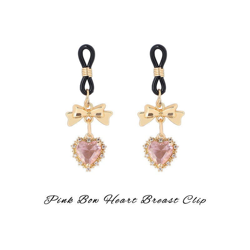 Bow Heart Gem Nipple Clips