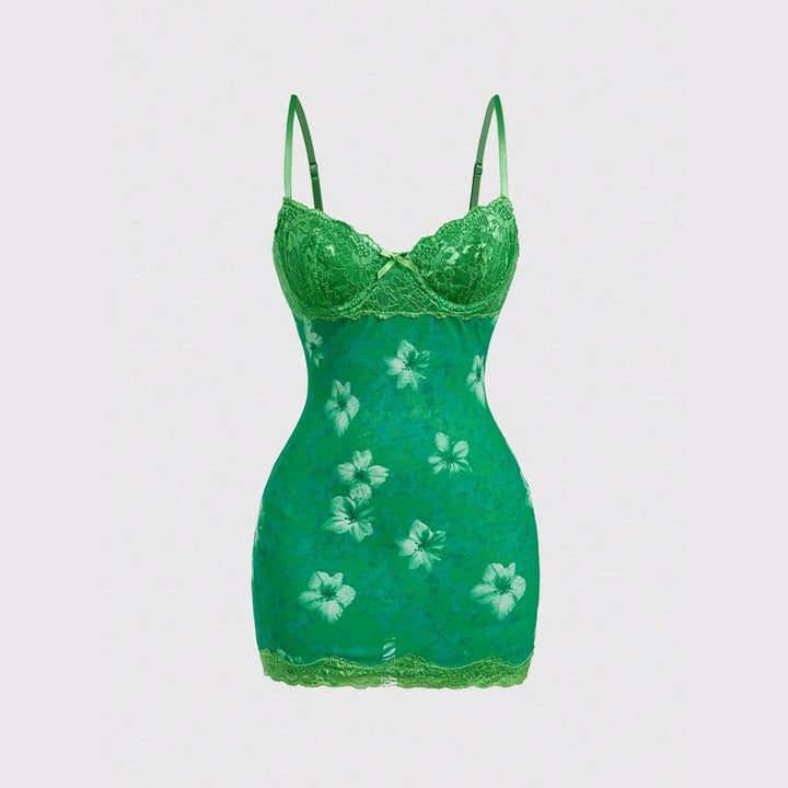 Floral Lace Trim Bodycon Mini Slip Dress