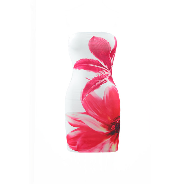 Floral Print Strapless Bodycon Mini Dress