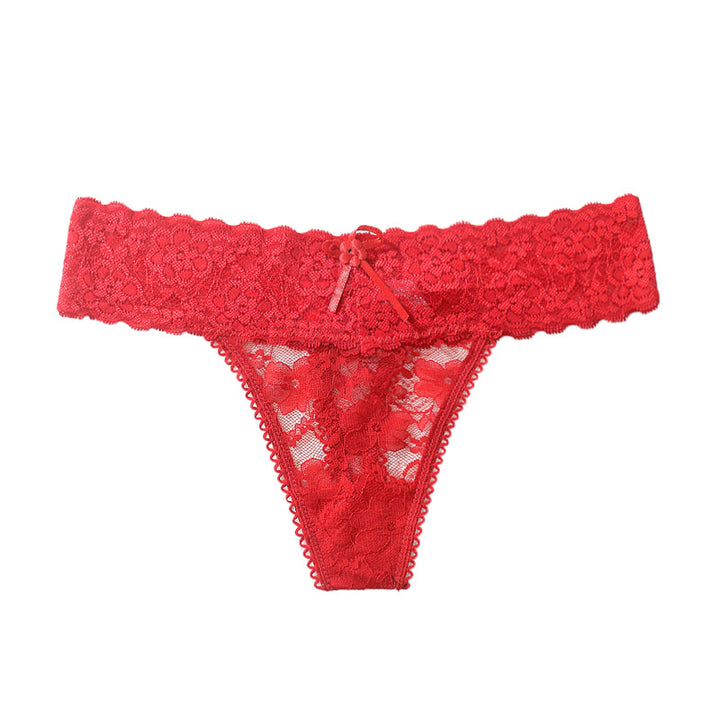 Cute Bow Accent Sheer Lace Underwear