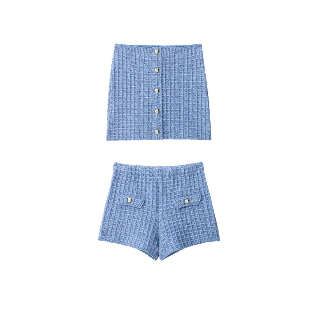 Textured Tweed Button Front Crop Set