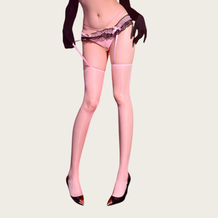 Transparent Temptation Lace Garter Set