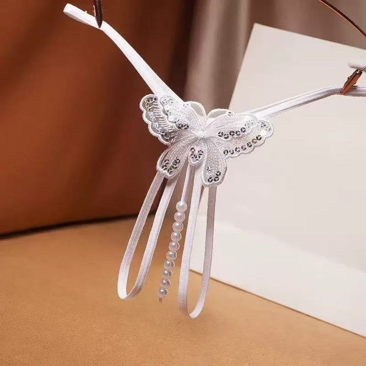 Butterfly Sequin Pearl Beaded G-String