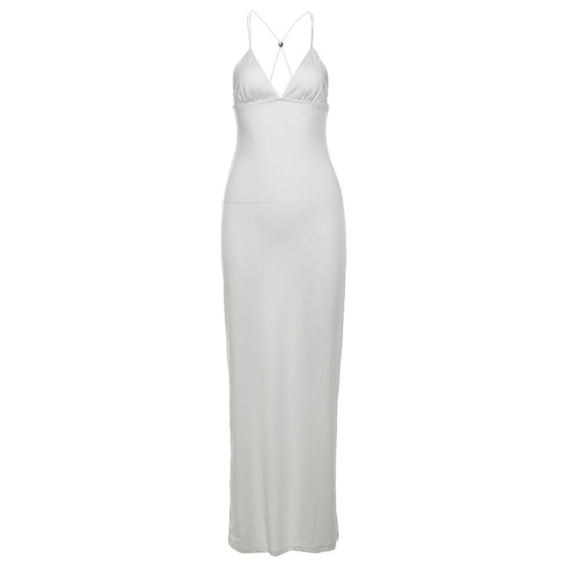 Butterfly Lace Backless Maxi Dress