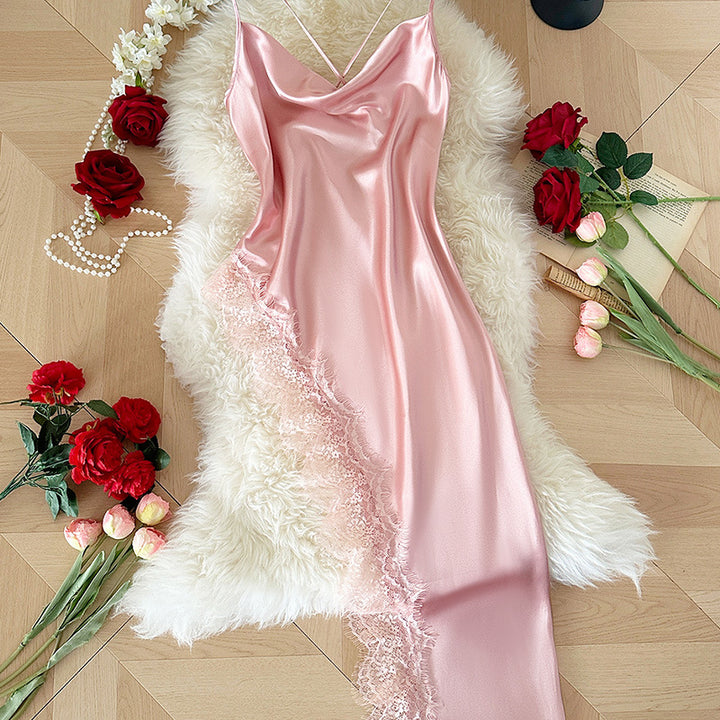 Pure Desire High-Slit Lace Hem Bodycon Dress