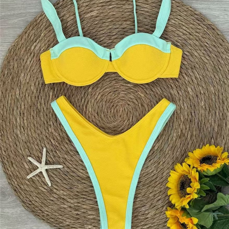 Sultry Colorblock High-Waisted Bikini