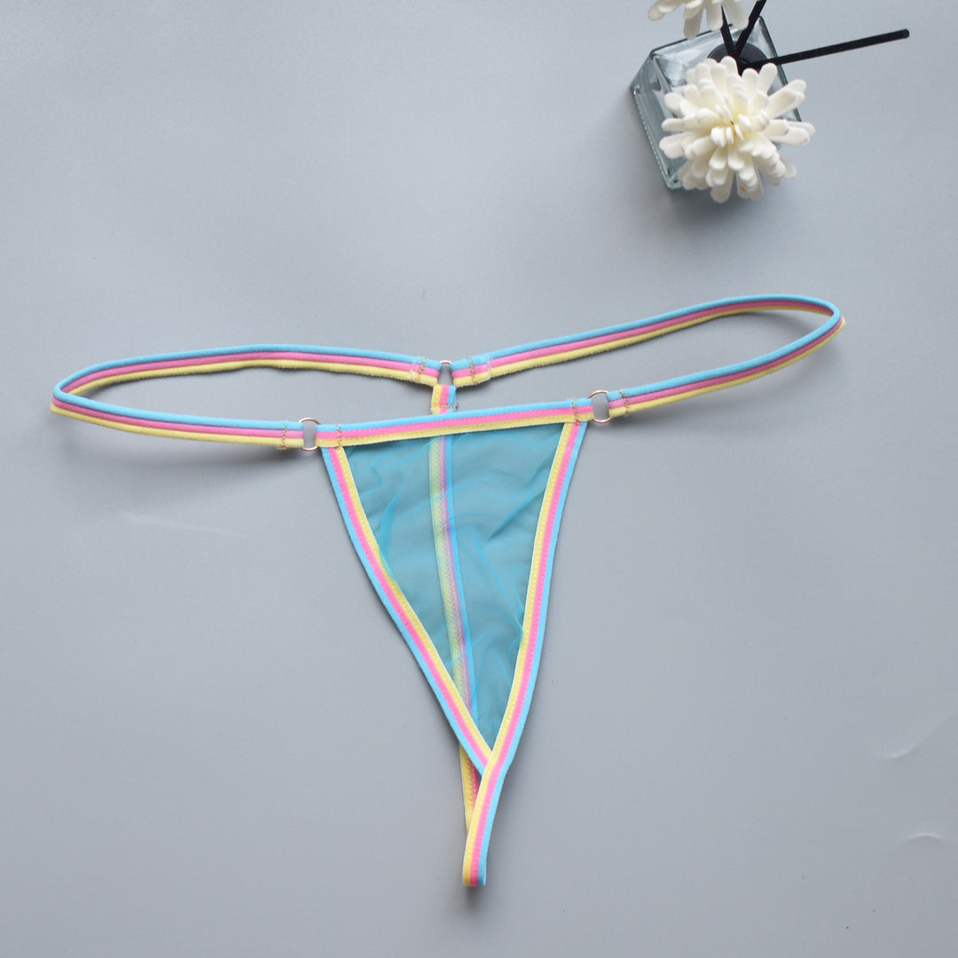 Vibrant Trim Sheer Mesh Minimal Thong