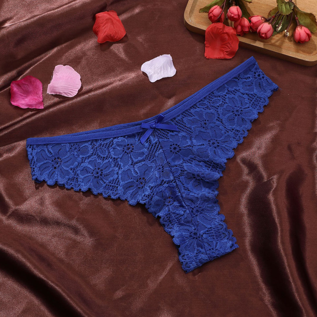 Floral Lace Bow Thong