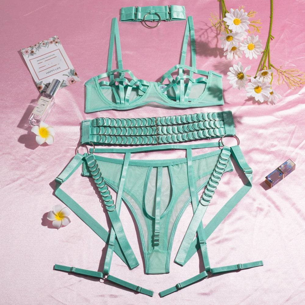 Midnight Cage Ring Harness Seduction Set