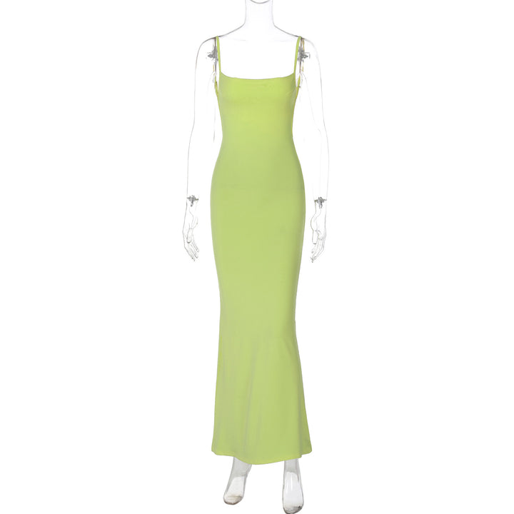 Thin Strap Square Neck Back Mermaid Dress