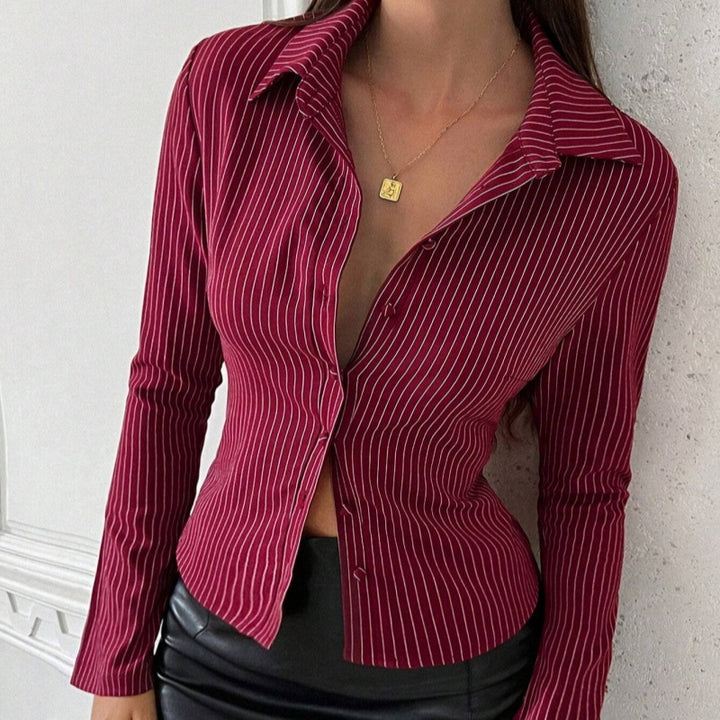 Striped Fitted Waist Cropped Shirt