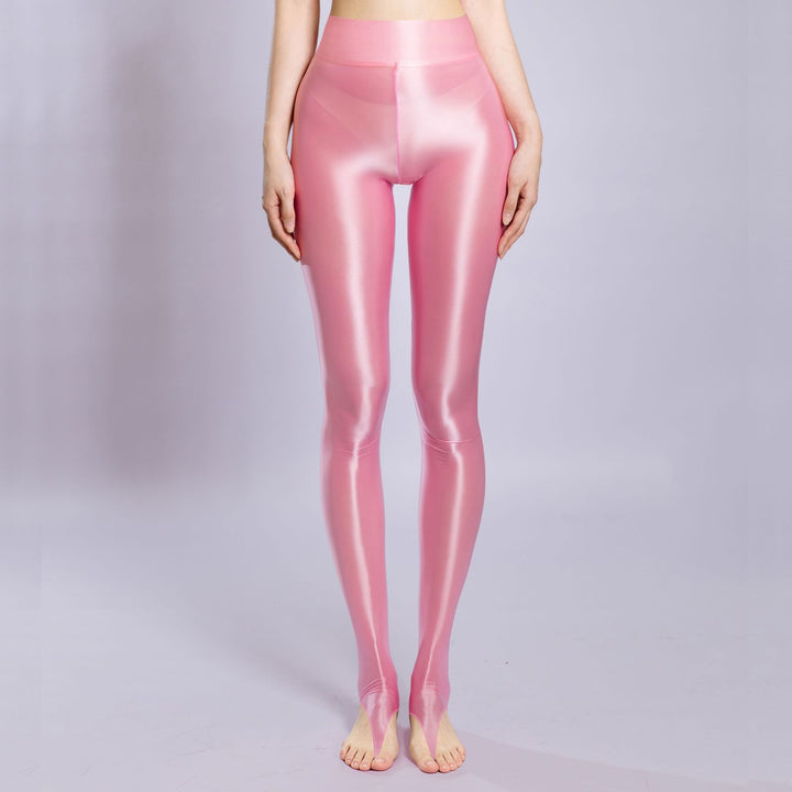 High Waist Shiny Stirrup Leggings