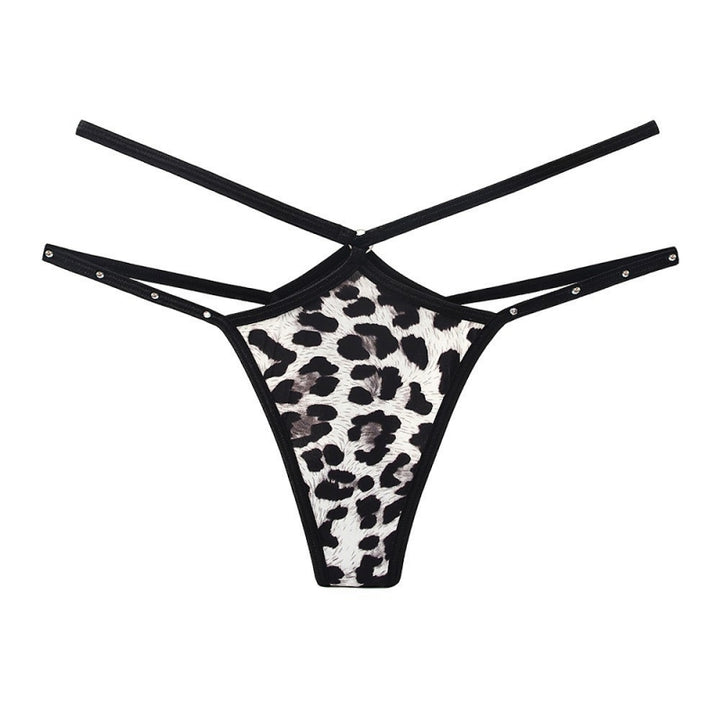 Leopard Print Thin Double Strap Thong