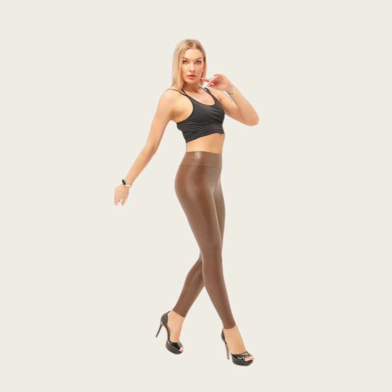 High-Waist Leather Shiny Leggings