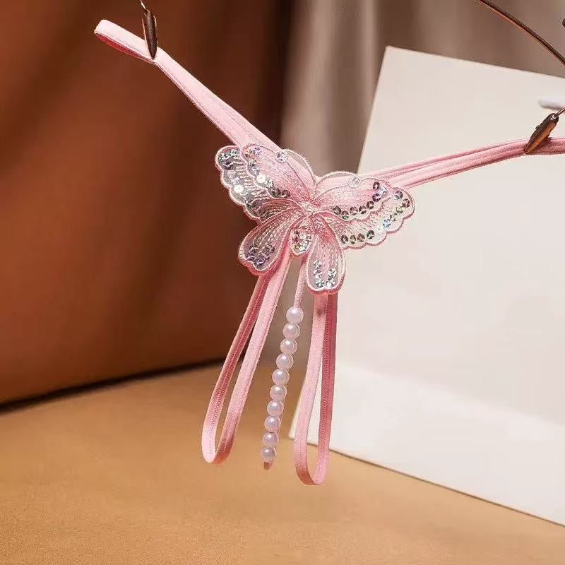 Butterfly Sequin Pearl Beaded G-String