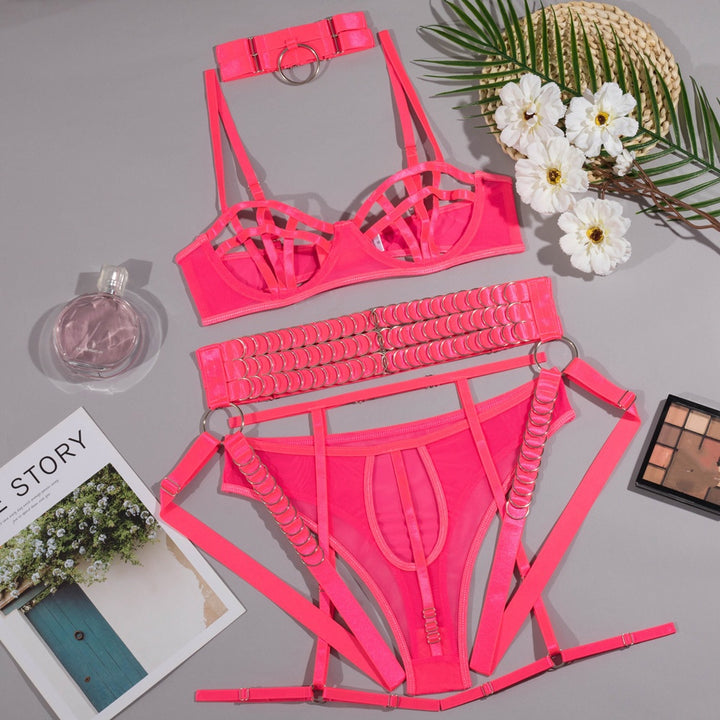 Midnight Cage Ring Harness Seduction Set