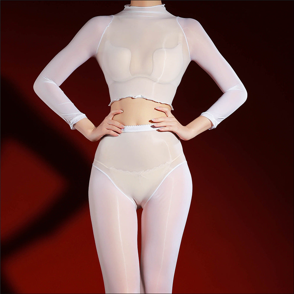 Ultra Sheer Shiny Mesh Lingerie Set