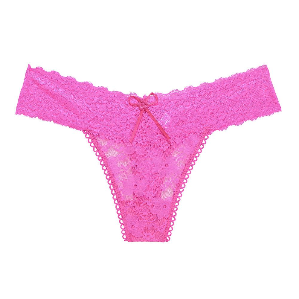 Cute Bow Accent Sheer Lace Underwear