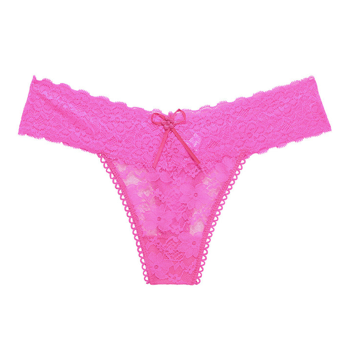 Cute Bow Accent Sheer Lace Underwear