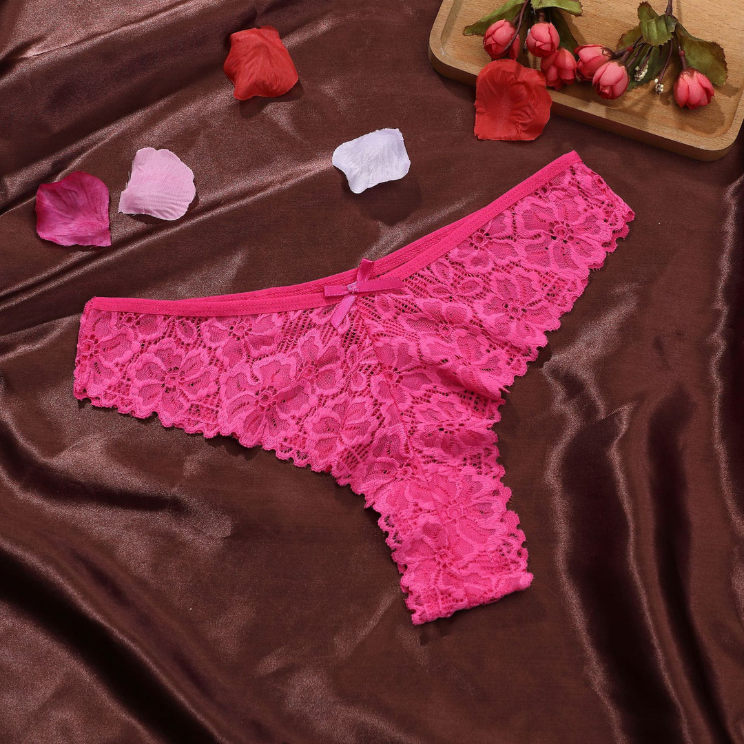 Floral Lace Bow Thong