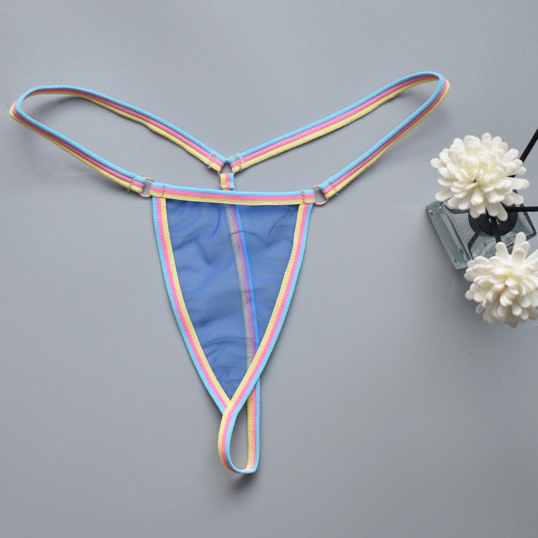 Vibrant Trim Sheer Mesh Minimal Thong