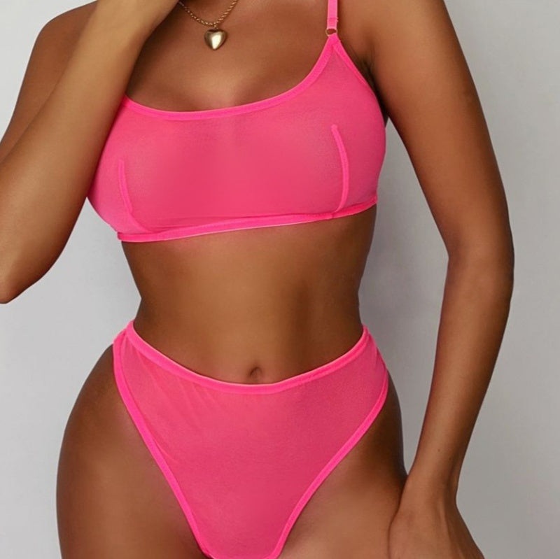 Adjustable Strap Sheer Mesh Lingerie