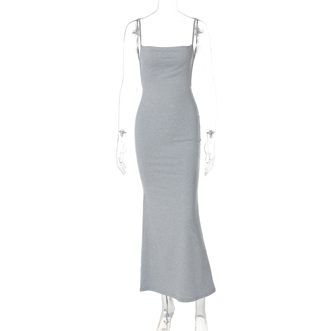 Thin Strap Square Neck Back Mermaid Dress