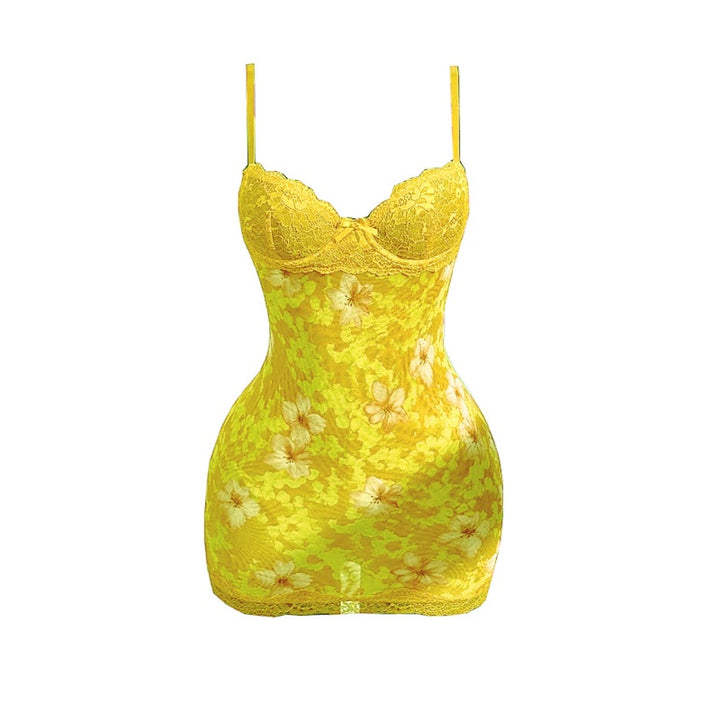 Floral Lace Trim Bodycon Mini Slip Dress