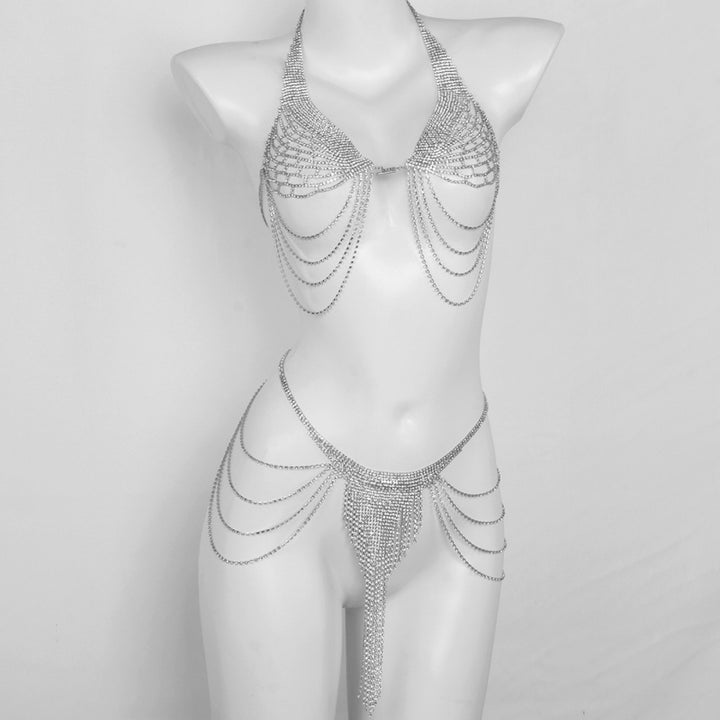 Celestial Chain Draped Halter Lingerie Set