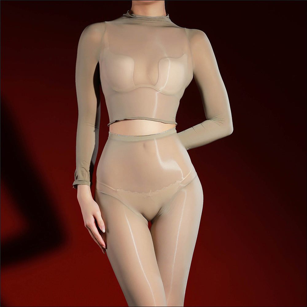 Ultra Sheer Shiny Mesh Lingerie Set