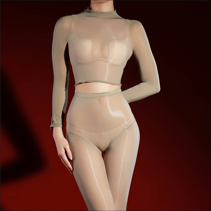 Ultra Sheer Shiny Mesh Lingerie Set