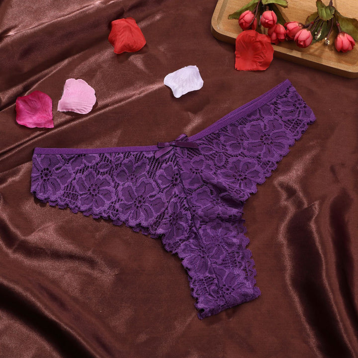 Floral Lace Bow Thong