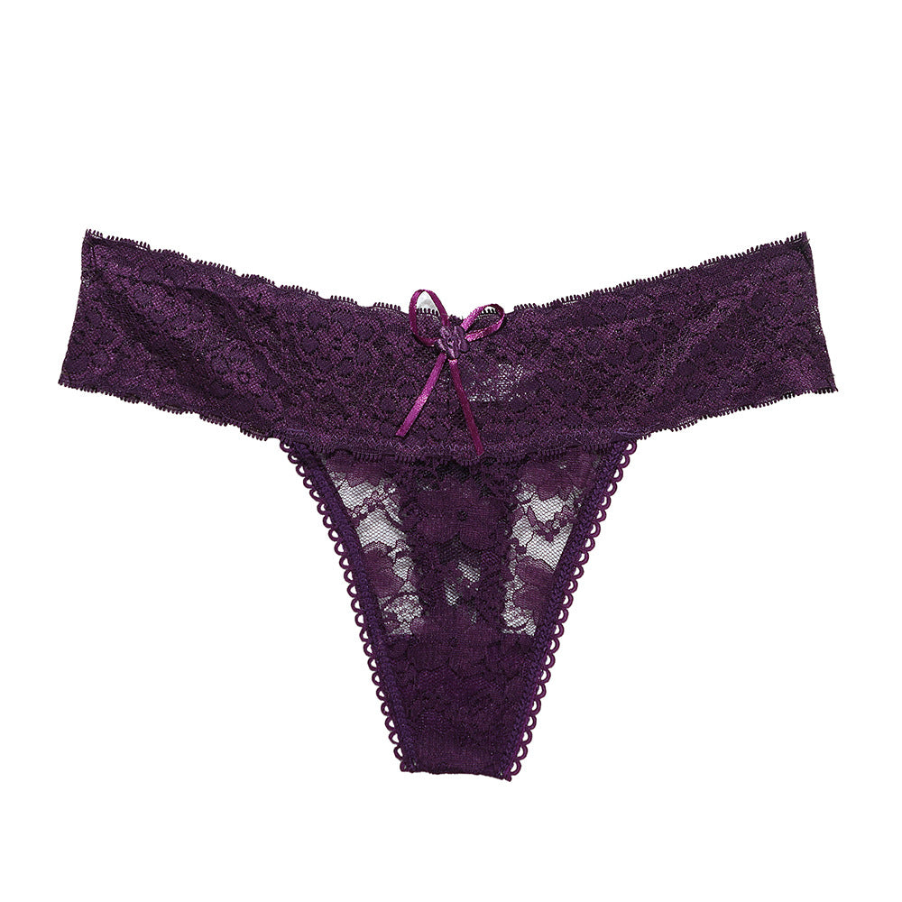 Cute Bow Accent Sheer Lace Underwear