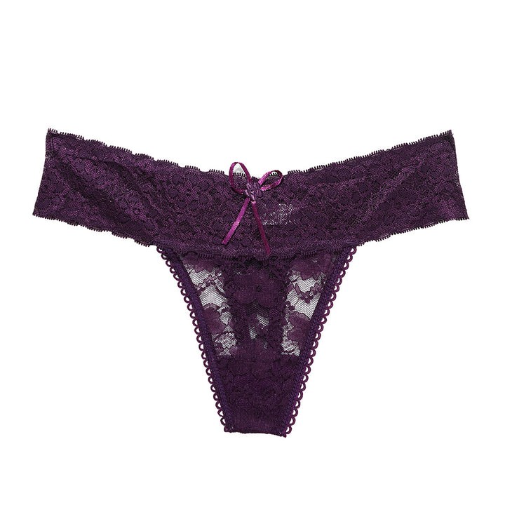 Cute Bow Accent Sheer Lace Underwear