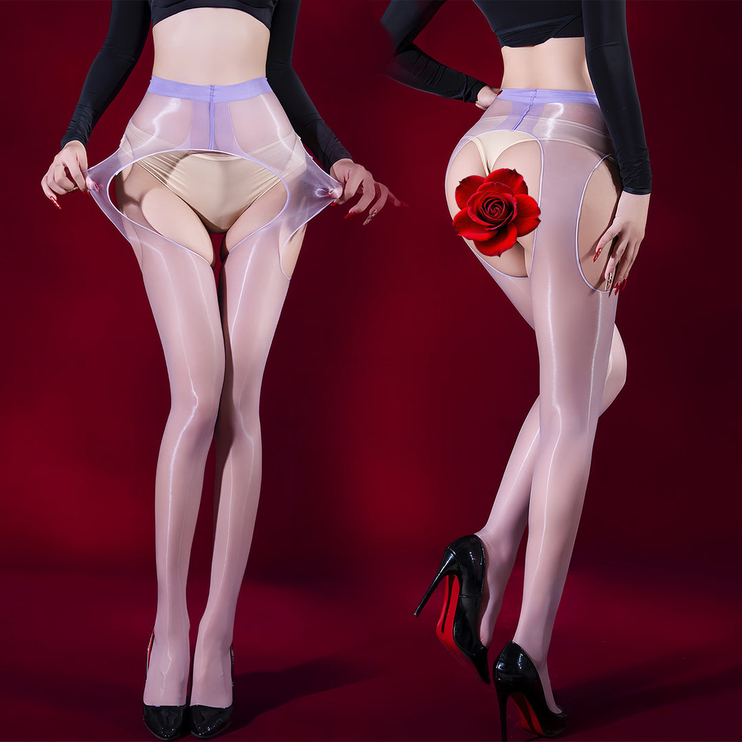 Ultra-Thin Glossy Sheer Open Crotch Tights