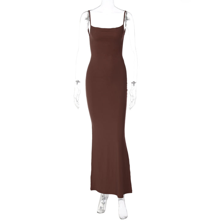Thin Strap Square Neck Back Mermaid Dress