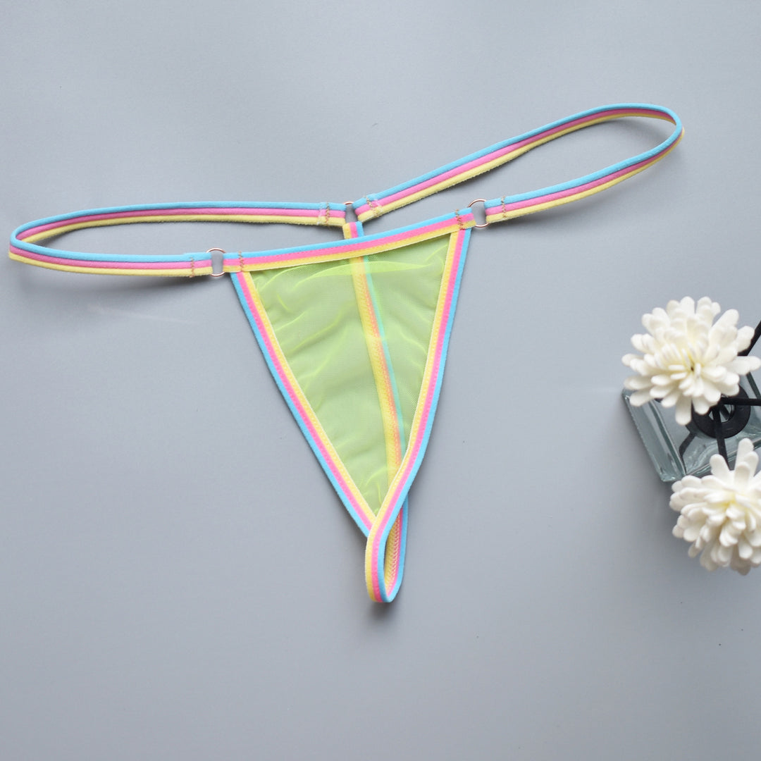 Vibrant Trim Sheer Mesh Minimal Thong