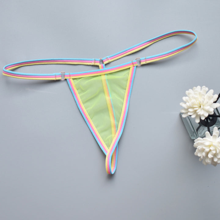 Vibrant Trim Sheer Mesh Minimal Thong
