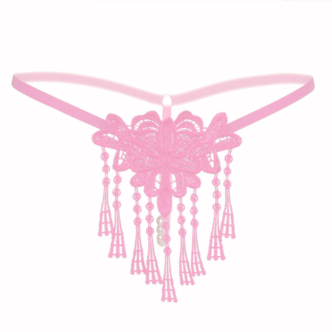 Floral Lace Tassel Pearl Thong