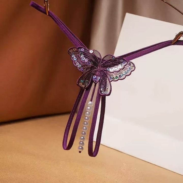 Butterfly Sequin Pearl Beaded G-String
