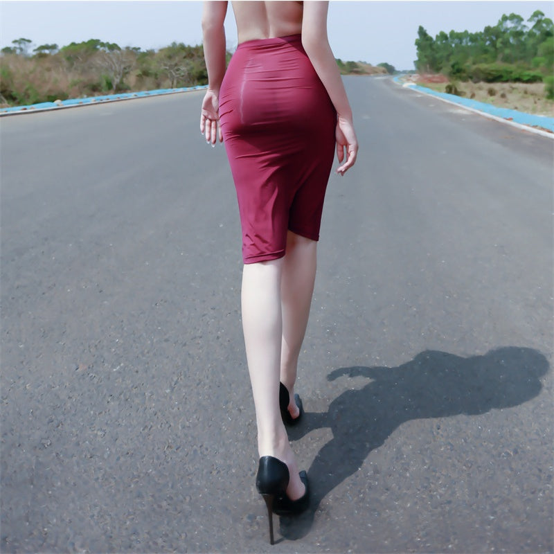 Sheer Mesh See-Through Midi Skirt