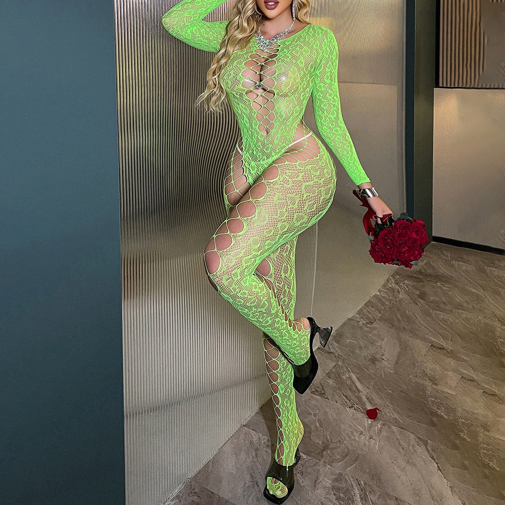 Long Sleeve Hollow Fishnet Bodystock