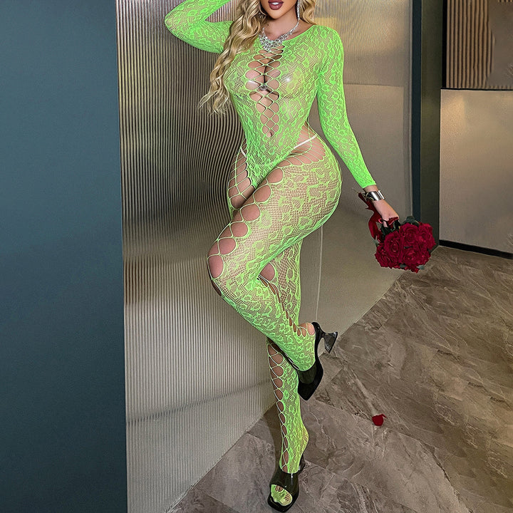 Long Sleeve Hollow Fishnet Bodystock