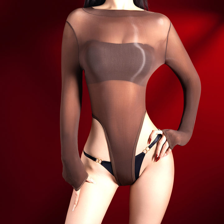 Sheer Mesh Long-Sleeve Bodysuit