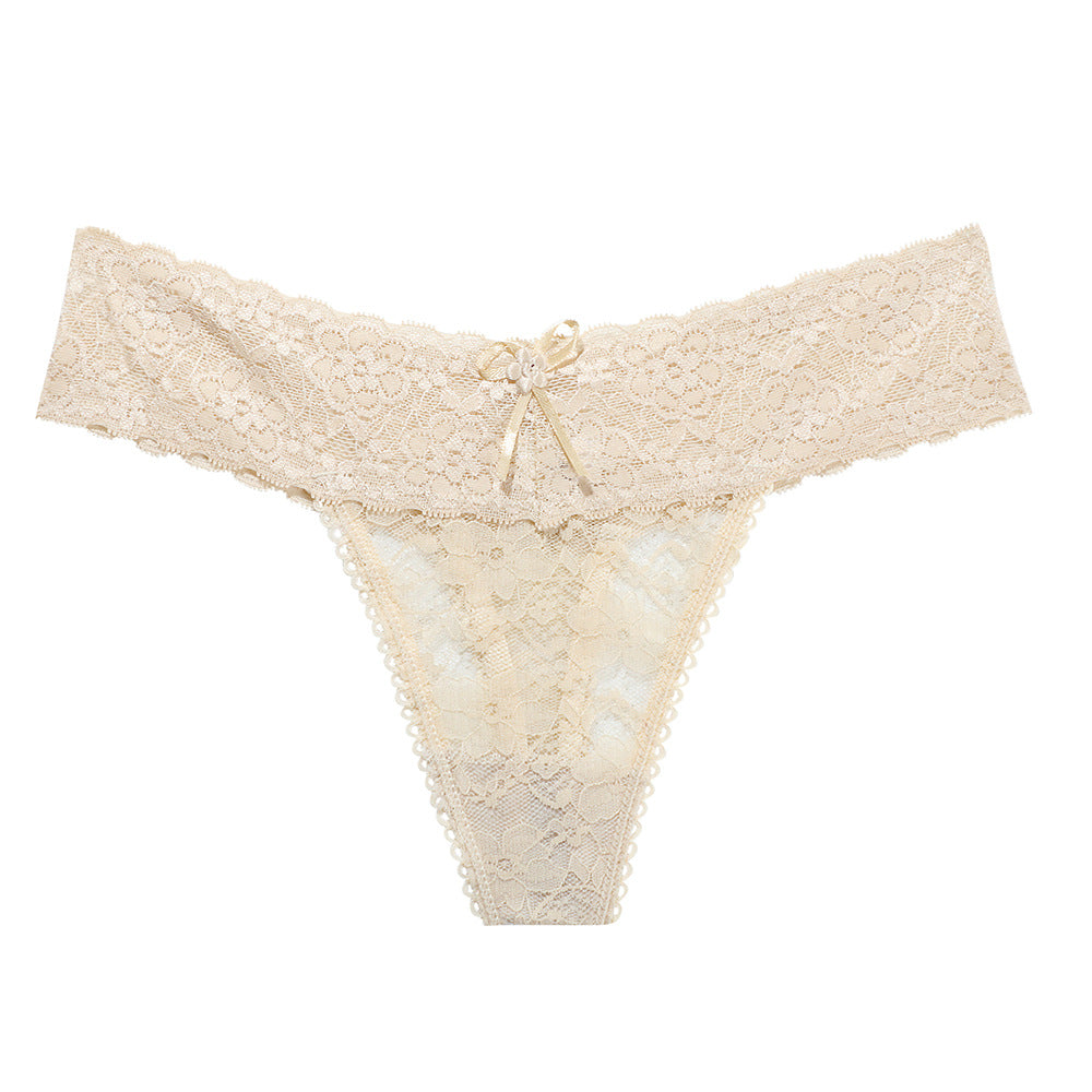 Cute Bow Accent Sheer Lace Underwear