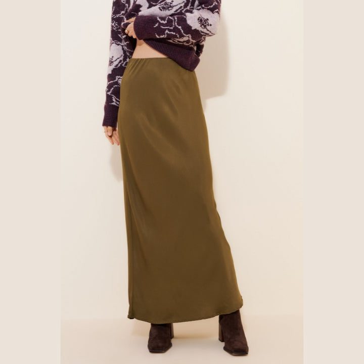 High Waist Satin Slip Maxi Skirt