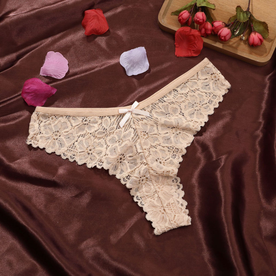 Floral Lace Bow Thong