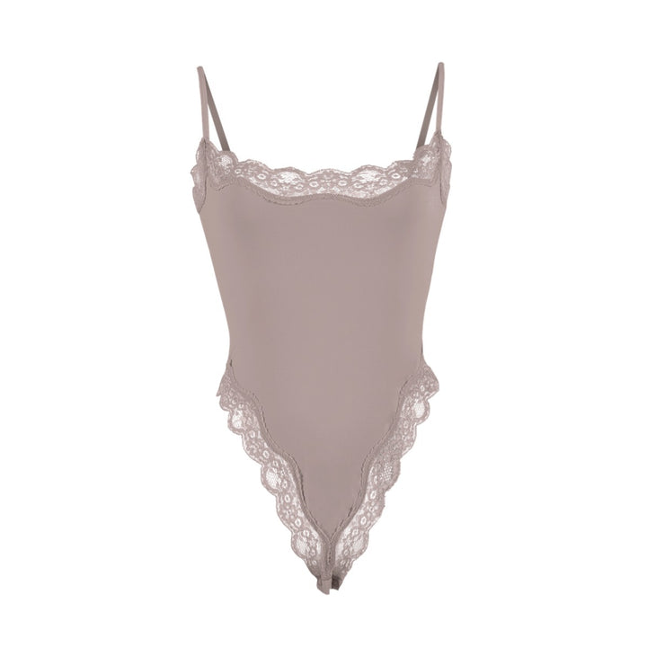 Lace Trim Spaghetti Strap Bodysuit