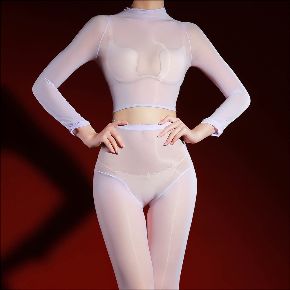 Ultra Sheer Shiny Mesh Lingerie Set